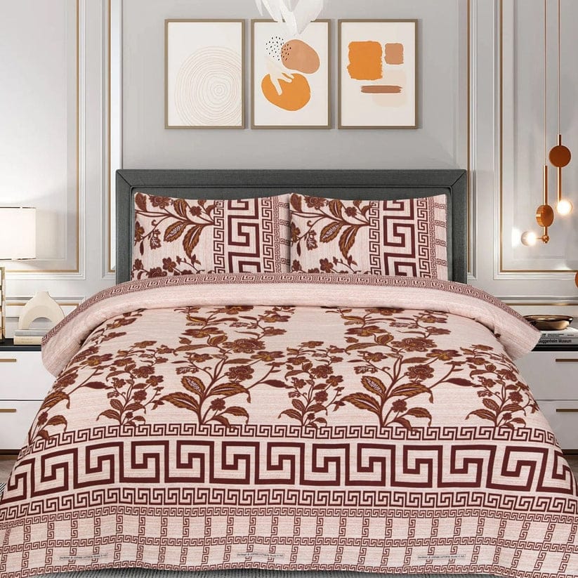 3D Crystal Cotton 3pcs King Size Bedsheet Set