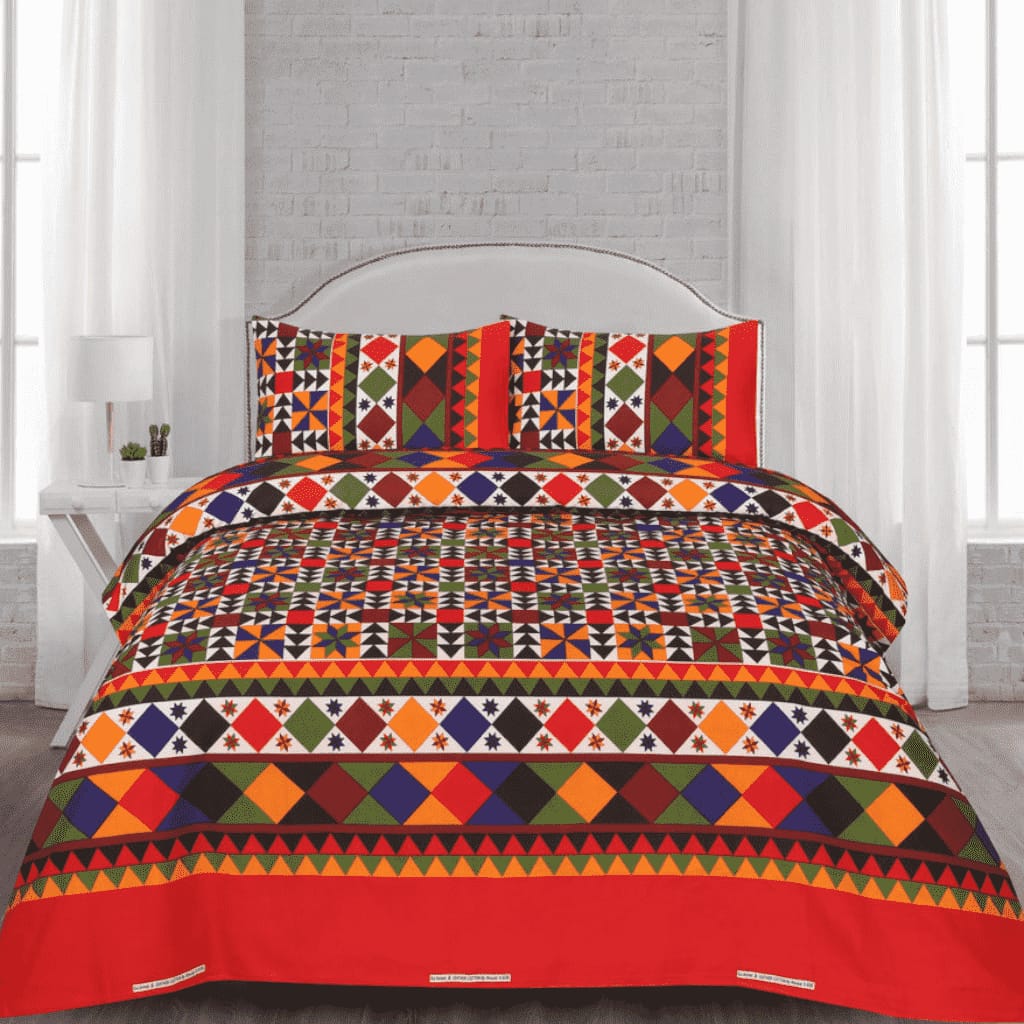 3D Crystal Cotton 3pcs King Size Bedsheet Set