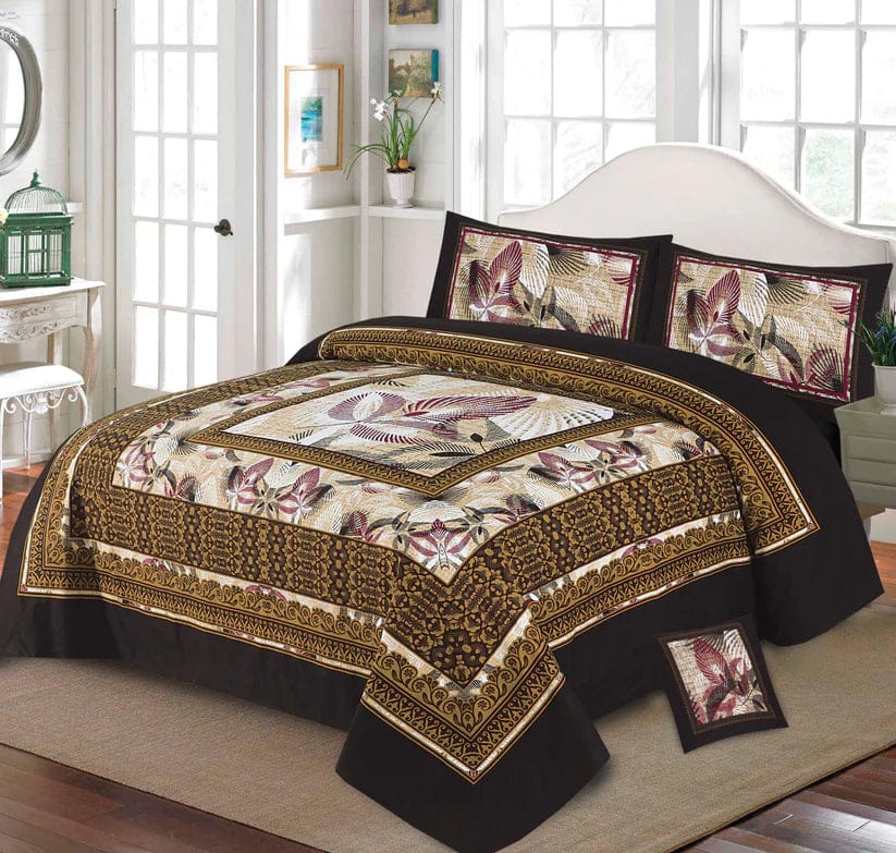 4Pcs 3D Panel Crystal Cotton Bedsheet Set