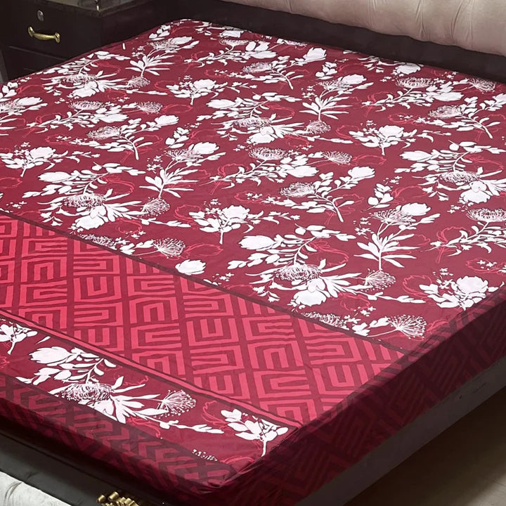Printed Cotton Mix Waterproof Mattress Protector (78x72 inch | 6.5x6 feet