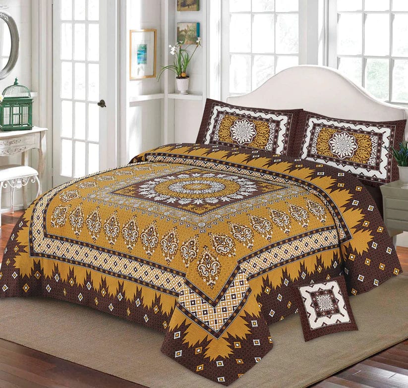 4Pcs 3D Panel Crystal Cotton Bedsheet Set