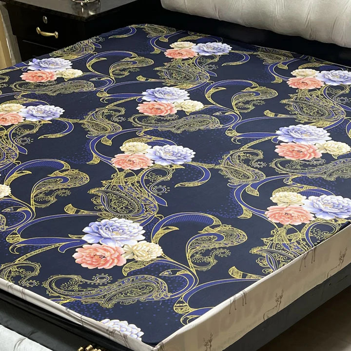 Printed Cotton Mix Waterproof Mattress Protector (78x72 inch | 6.5x6 feet