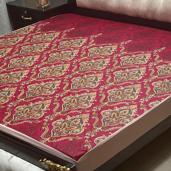 Printed Cotton Mix Waterproof Mattress Protector (78x72 inch | 6.5x6 feet