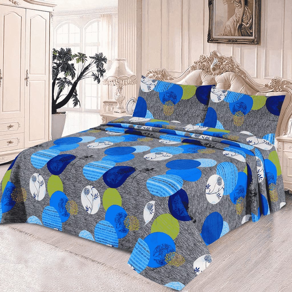 3D Crystal Cotton 3pcs King Size Bedsheet Set
