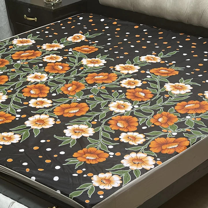 Printed Cotton Mix Waterproof Mattress Protector (78x72 inch | 6.5x6 feet