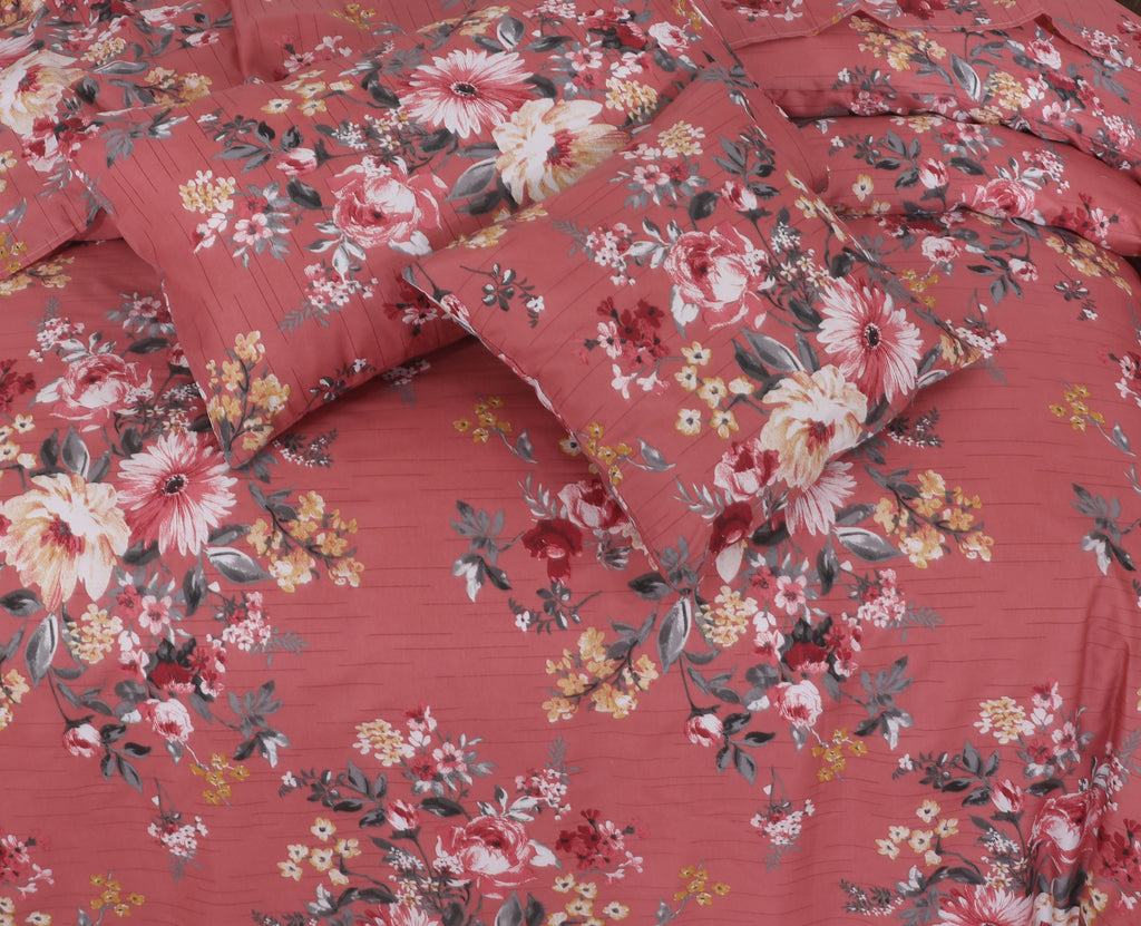 PINK FLORAL 3Pc- BED SHEET SET