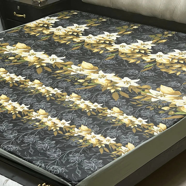 Printed Cotton Mix Waterproof Mattress Protector (78x72 inch | 6.5x6 feet