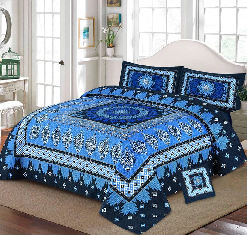 4Pcs 3D Panel Crystal Cotton Bedsheet Set