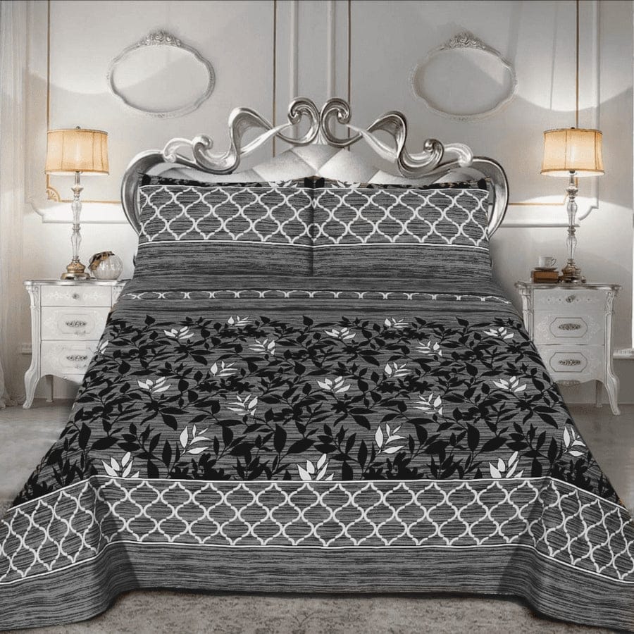 3D Crystal Cotton 3pcs King Size Bedsheet Set