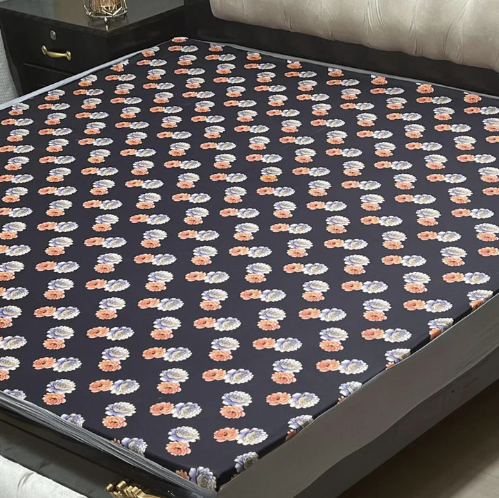 Printed Cotton Mix Waterproof Mattress Protector (78x72 inch | 6.5x6 feet