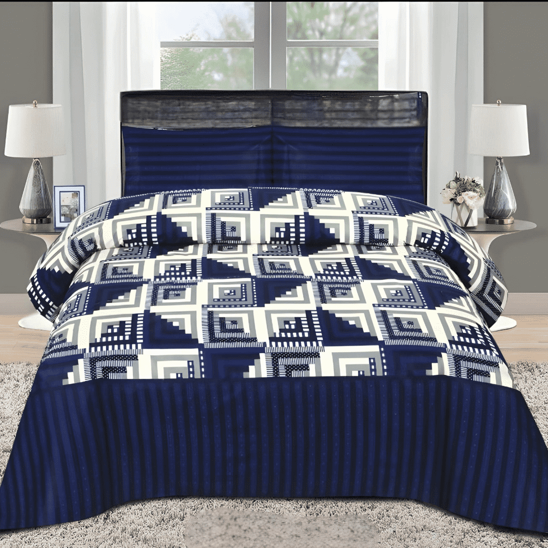 BLUE STAIRS 3Pc - BED SHEET SET