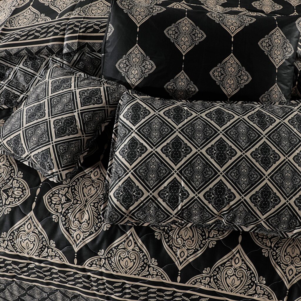 Black Diamond -7pc Summer Comforter Set. ( Light Filling)