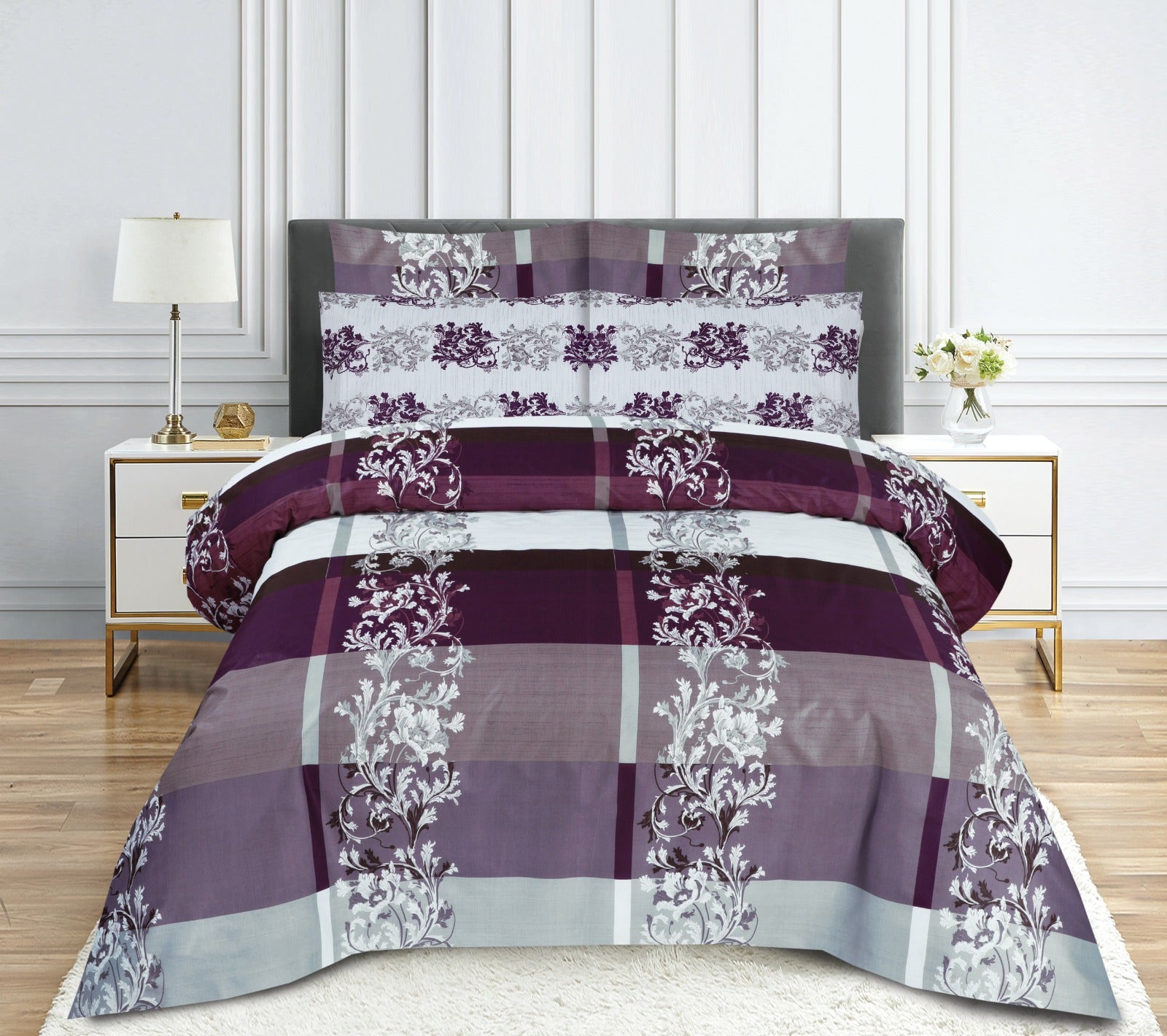 ULTRA VOILET 3PC- King Size Bedsheet