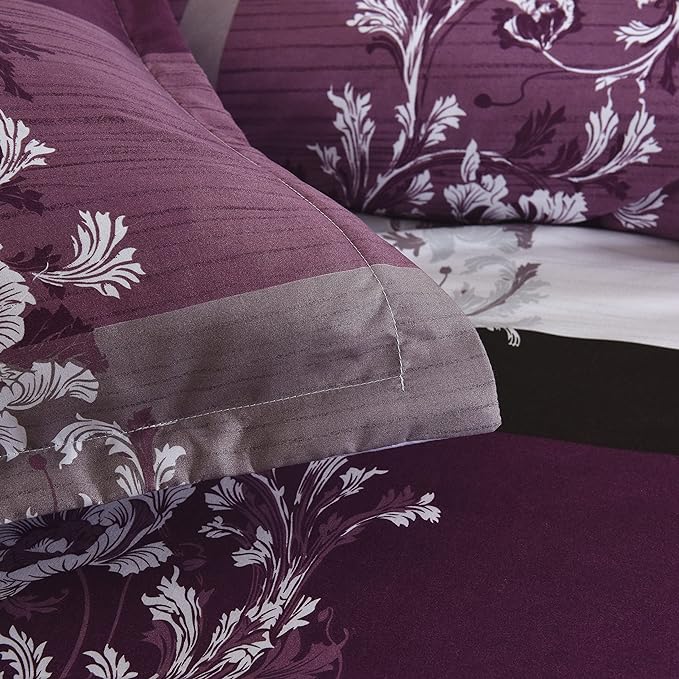 Grey Paisley & Purple-7pc Summer Comforter Set. ( Light Filling)