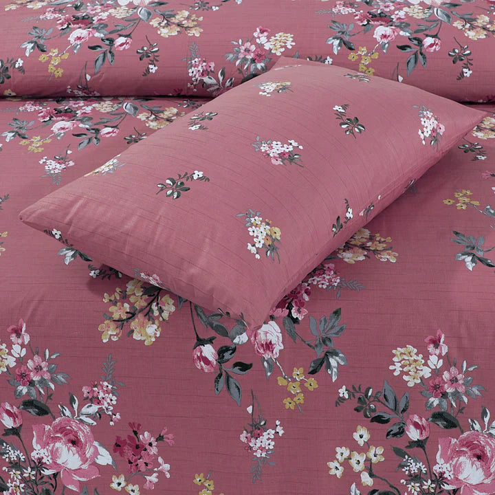 PINK FLORAL 3Pc- BED SHEET SET