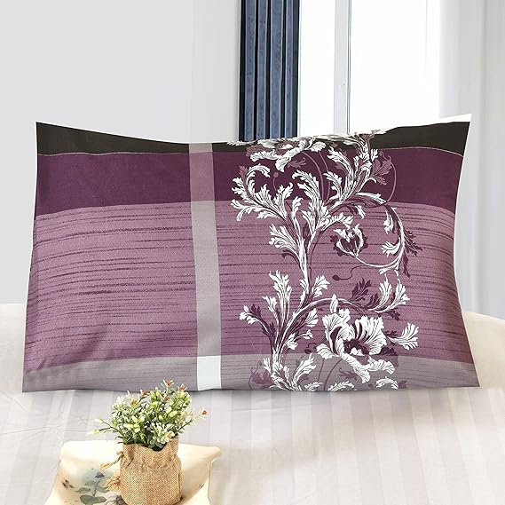 Grey Paisley & Purple-7pc Summer Comforter Set. ( Light Filling)
