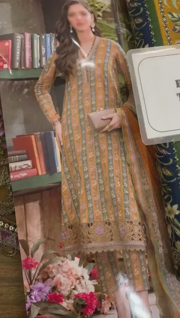 Printed Patch Emb Lawn 3 Piece Unstitched Suit ML -012 Summer Collection