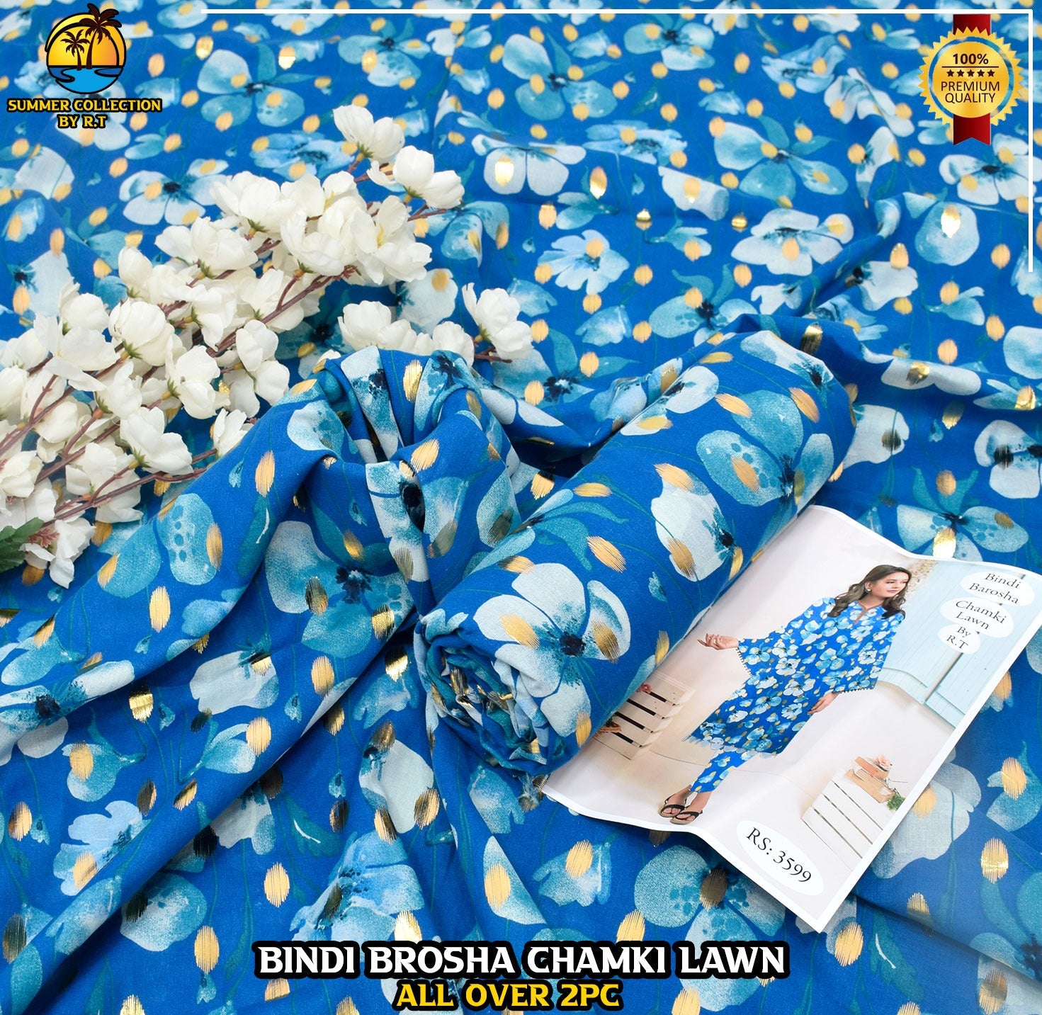 Digital Print & Bindi Chamki Allover 2pc Lawn ML-001