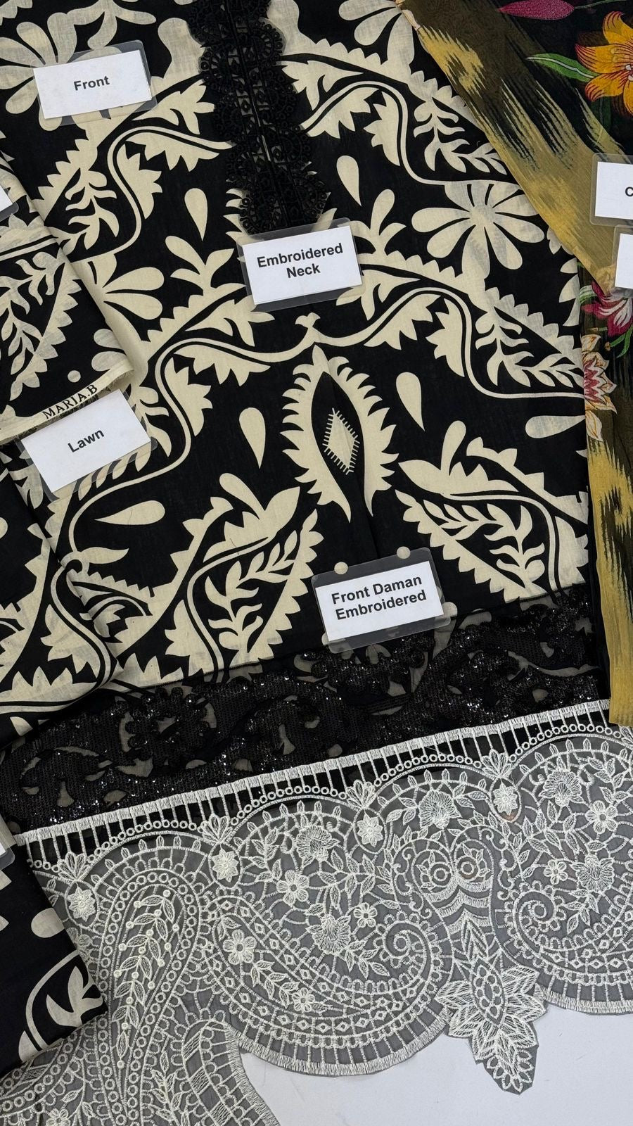 Printed Patch Emb Lawn 3 Piece Unstitched Suit ML -022 Summer Collection