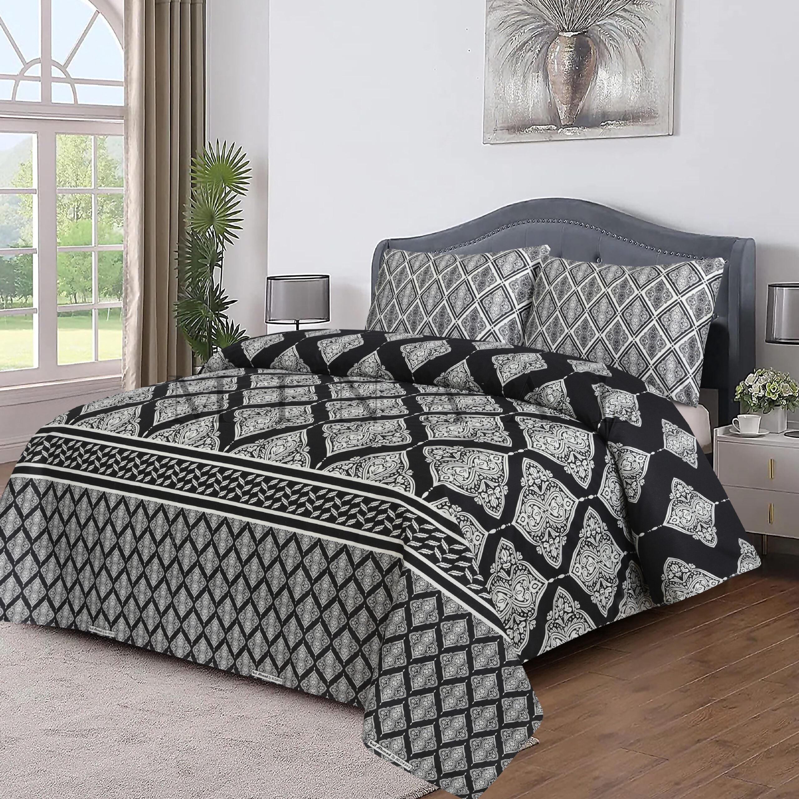 Black Diamond -7pc Summer Comforter Set. ( Light Filling)