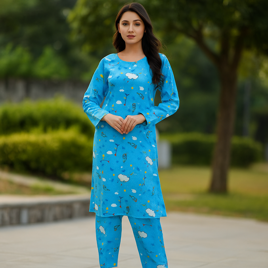 2-PC ALL OVER PRINTED POLO COTTON (SUMMER)