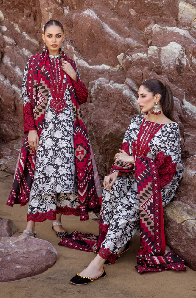 ZC Printed Patch Emb Lawn 3 Piece Unstitched Suit MI -03 Summer Collection