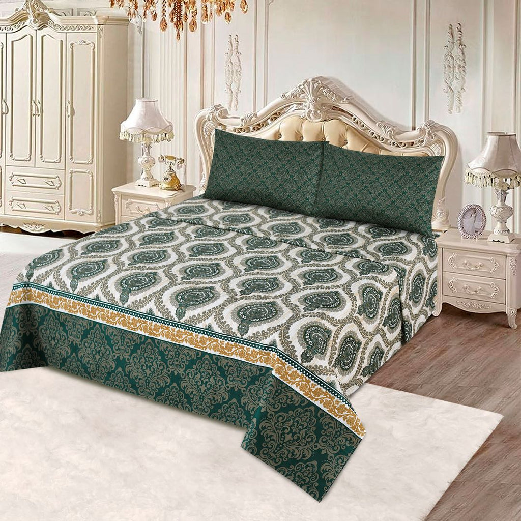 3D Crystal Cotton 3pcs King Size Bedsheet Set