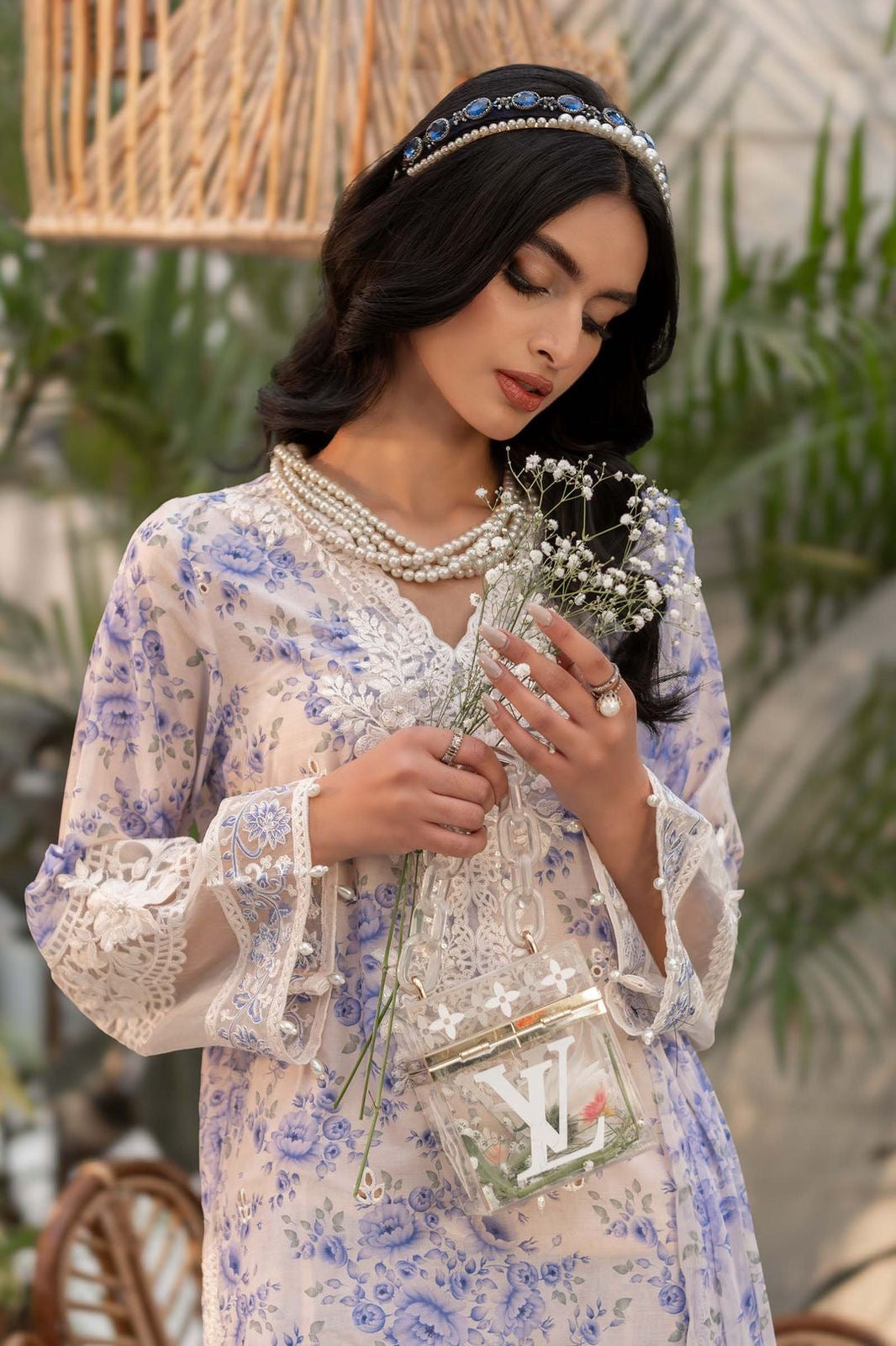 Printed Patch Emb Lawn 3 Piece Unstitched Suit ML -05 Summer Collection