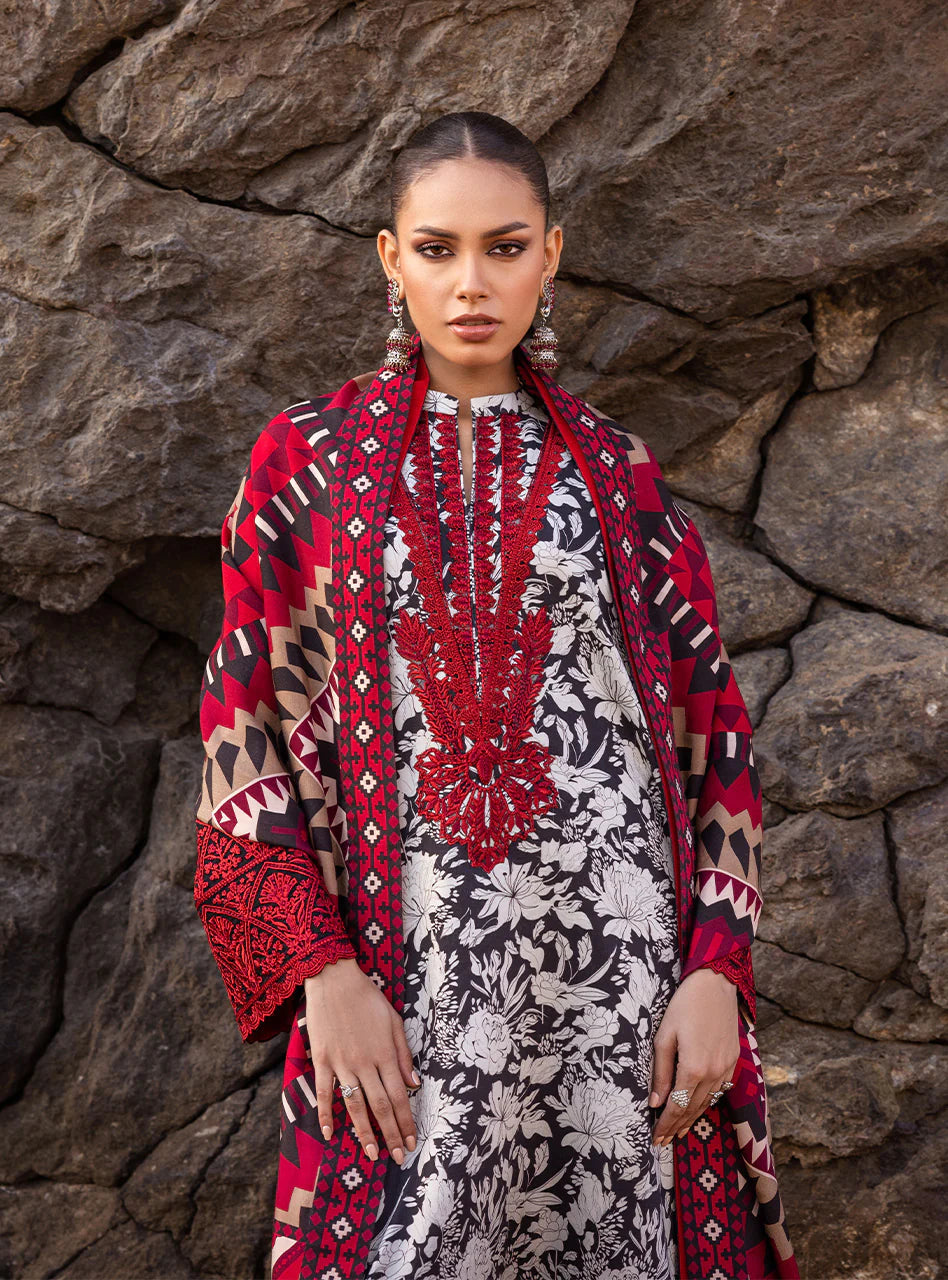 ZC Printed Patch Emb Lawn 3 Piece Unstitched Suit MI -03 Summer Collection