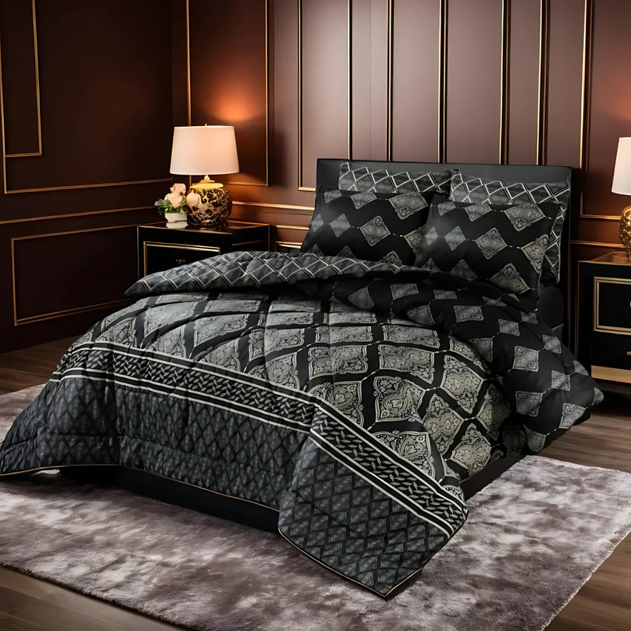 Black Diamond -7pc Summer Comforter Set. ( Light Filling)