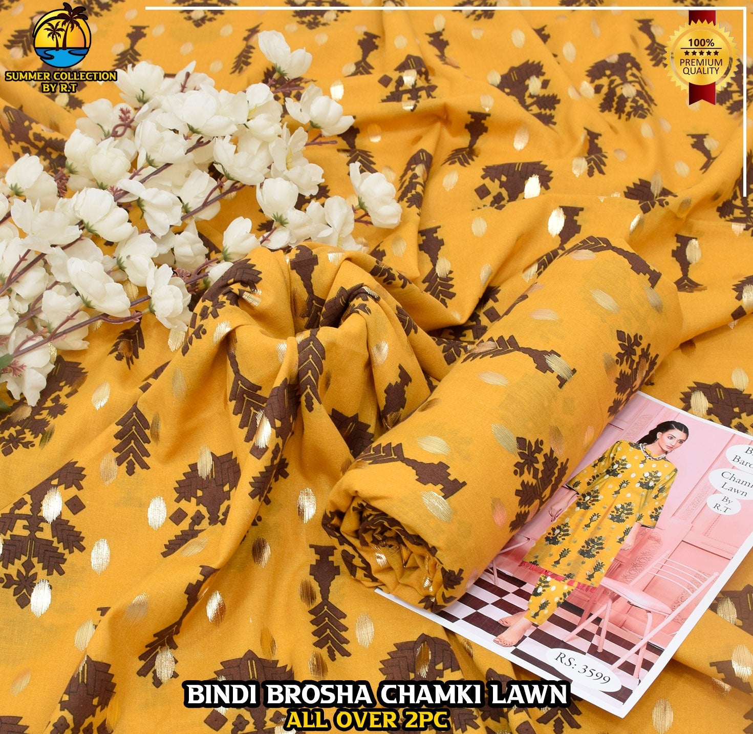 Digital Print & Bindi Chamki Allover 2pc Lawn ML-001