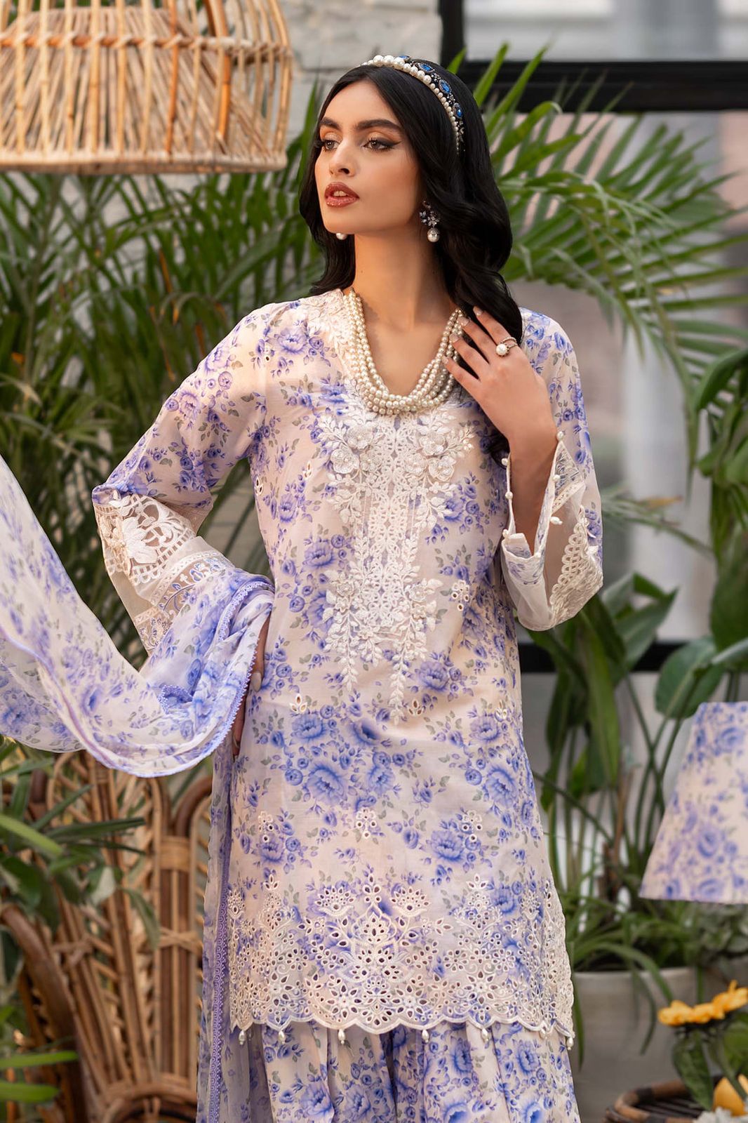 Printed Patch Emb Lawn 3 Piece Unstitched Suit ML -05 Summer Collection