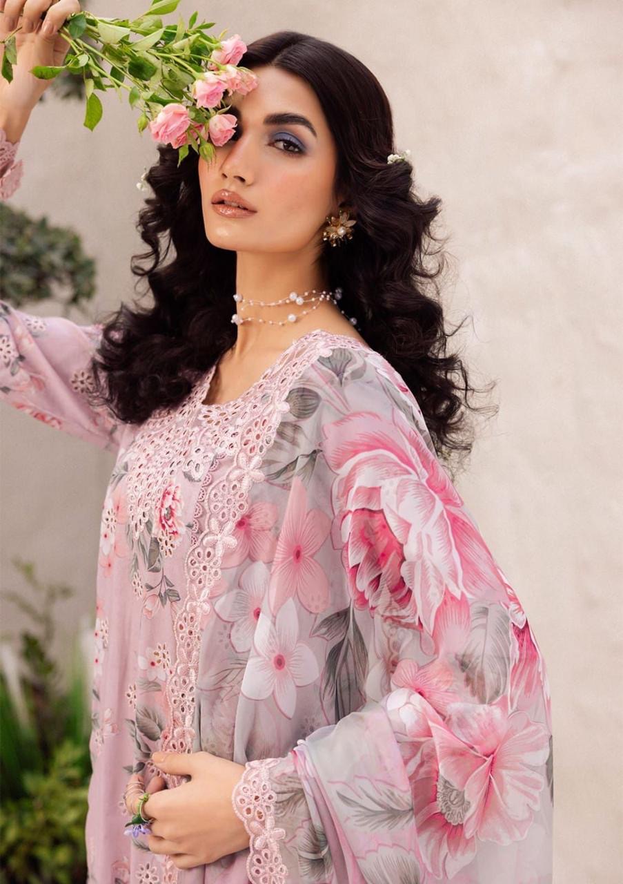 Printed Patch Emb Lawn 3 Piece Unstitched Suit ML -023 Summer Collection