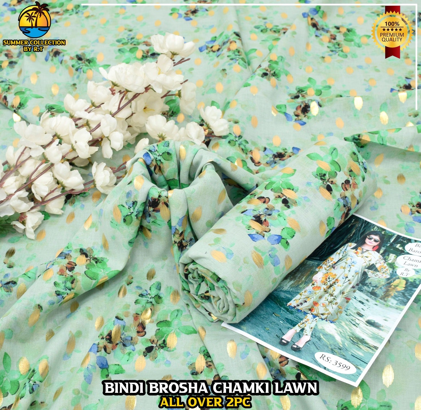 Digital Print & Bindi Chamki Allover 2pc Lawn ML-001