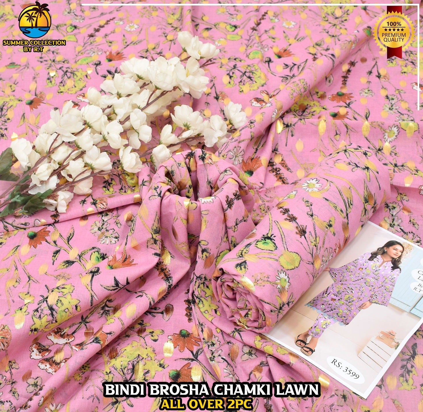Digital Print & Bindi Chamki Allover 2pc Lawn ML-001