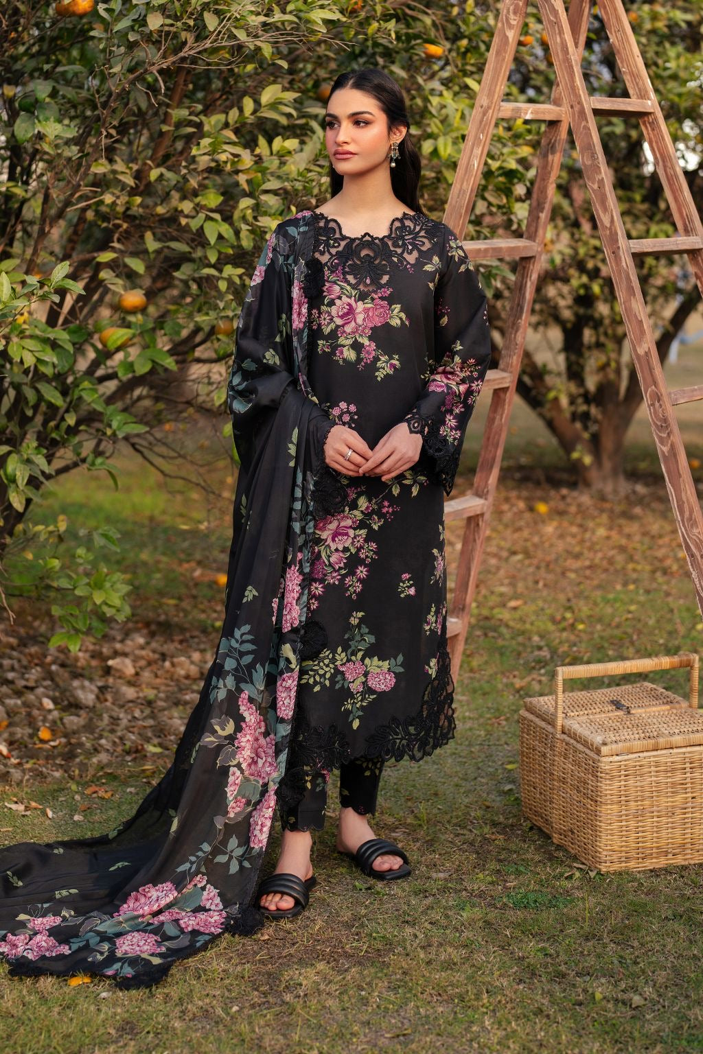 Printed Patch Emb Lawn 3 Piece Unstitched Suit ML -04 Summer Collection
