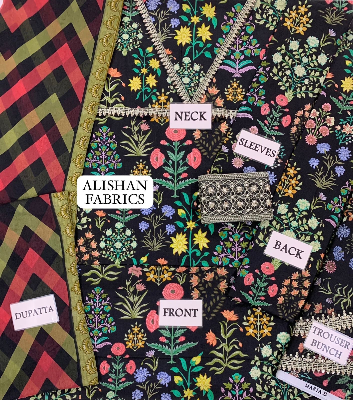 Printed Patch Emb Lawn 3 Piece Unstitched Suit ML -02 Summer Collection