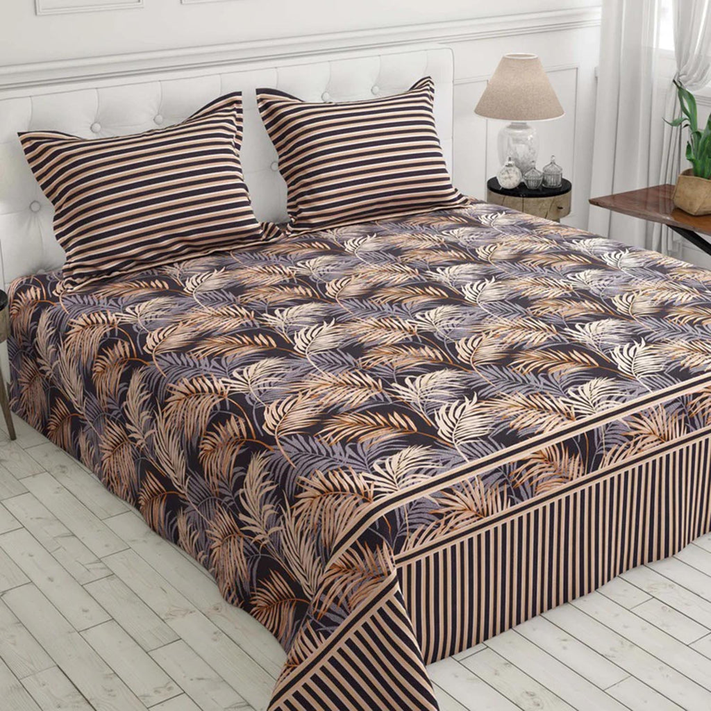 Black Leaves - 3Pc Bed Sheet Set